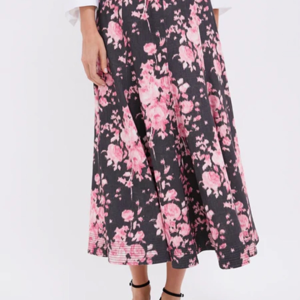 Tuckernuck NWT Midi Skirt with Pink and Black Design - Picture 3 of 4